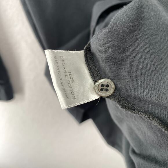 EILEEN FISHER Top S Organic Cotton Bias Knit Jersey Button Up Long Sleeve Gray - Picture 10 of 13